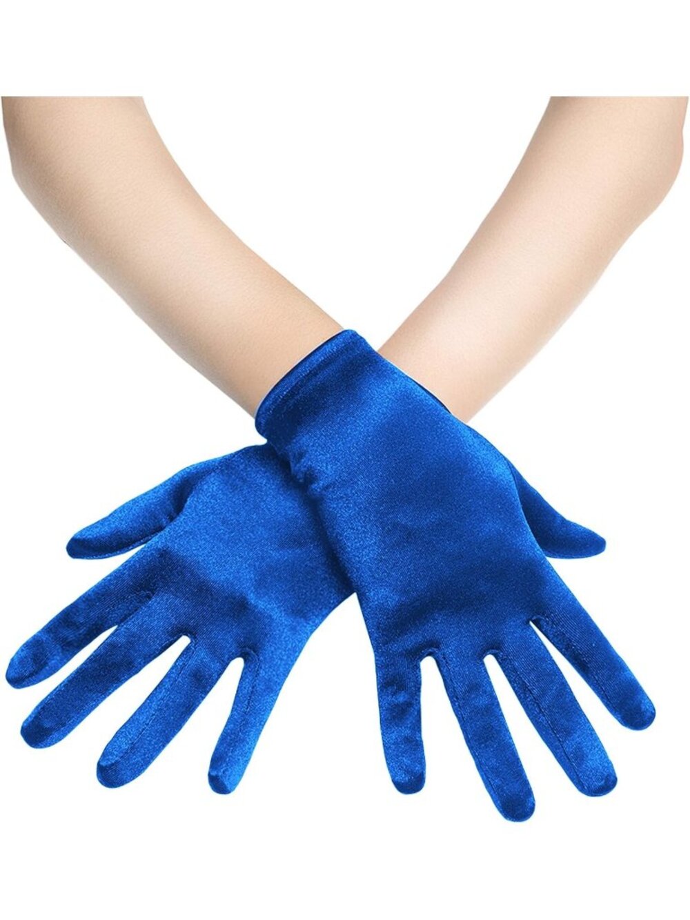 Women's Blue 1920s Bridal Tea Party Wedding Short Satin Opera Gloves